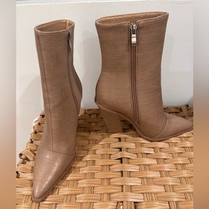 Nasty Gal nude croc heeled boots.  Only worn once!